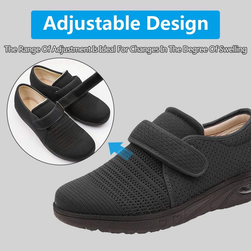 MEJORMEN Womens Diabetic Walking Shoes Adjustable Outdoor Sneakers Recovery Easy On Off Strap Wide Width Slippers Comfort for Seniors Elderly Woman Swollen Feet, Edema, Foot Pain - Image 2